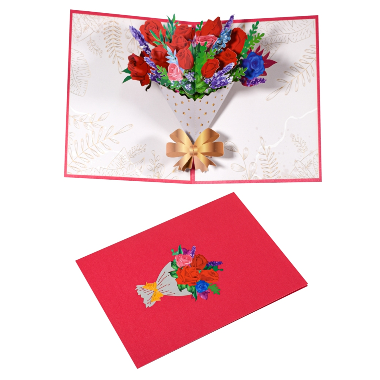 - Lavender & Roses Elegant Bouquet Pop-Up Greeting Card - Image 2