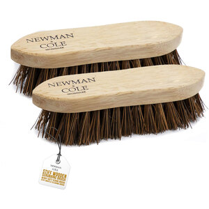 Wooden Scrubbing Brush Heavy Duty Hand Scrubber with Stiff Natural Bassine Bristles