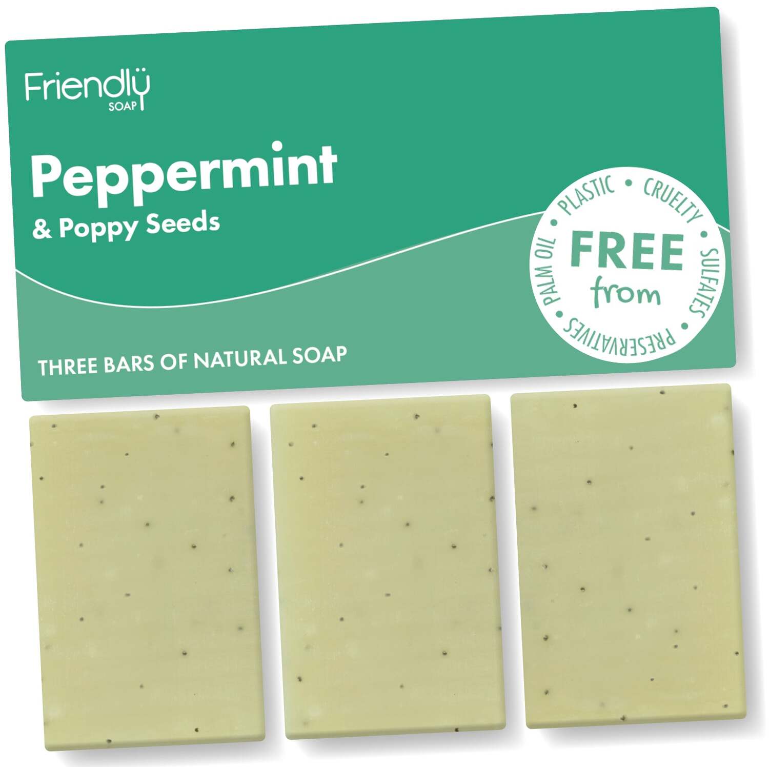 Friendly Soap Natural Peppermint & Poppy Seeds Soap Bar - White