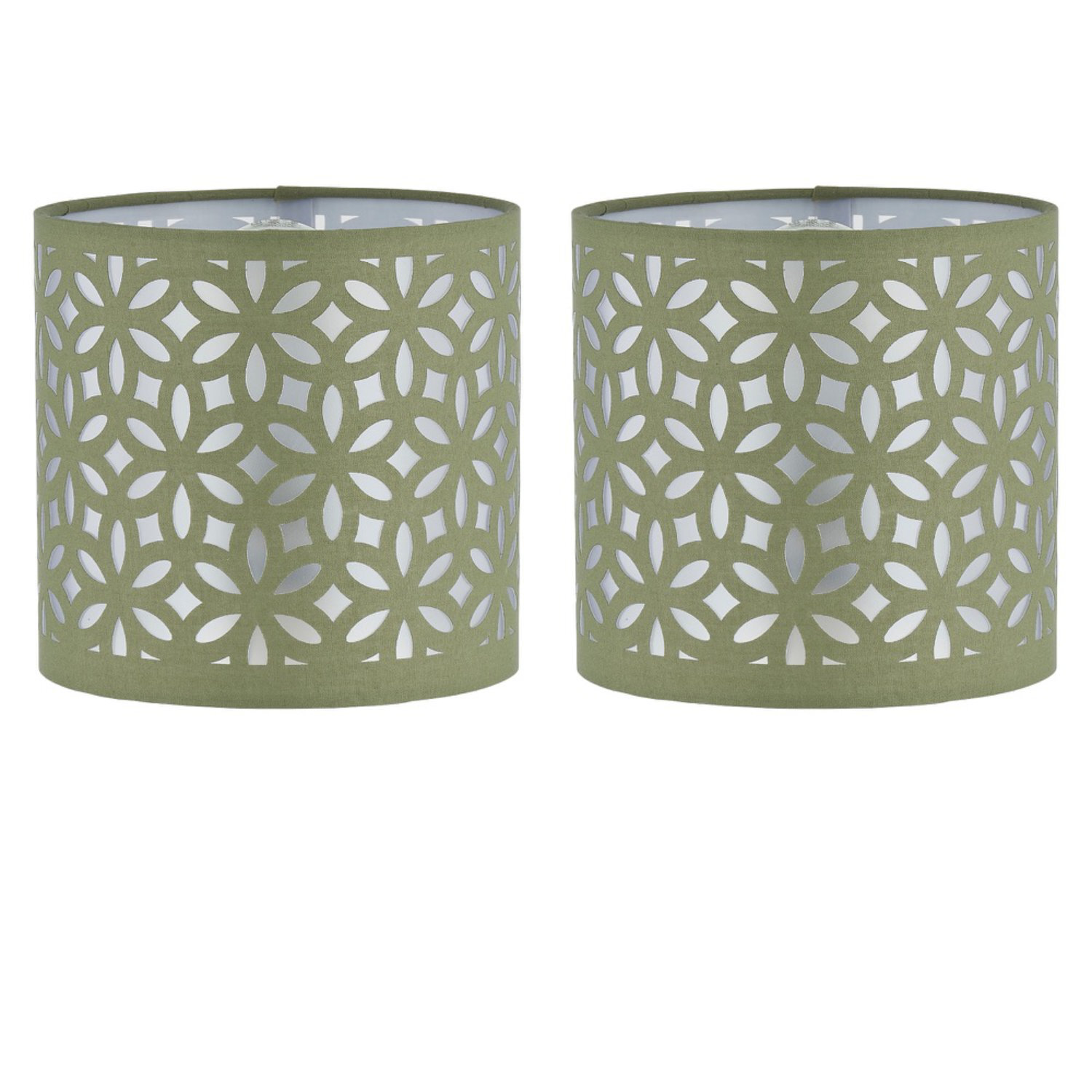 Set of 2 Sage Green Laser Cut 15.5cm Table Lamp Shades - Image 2