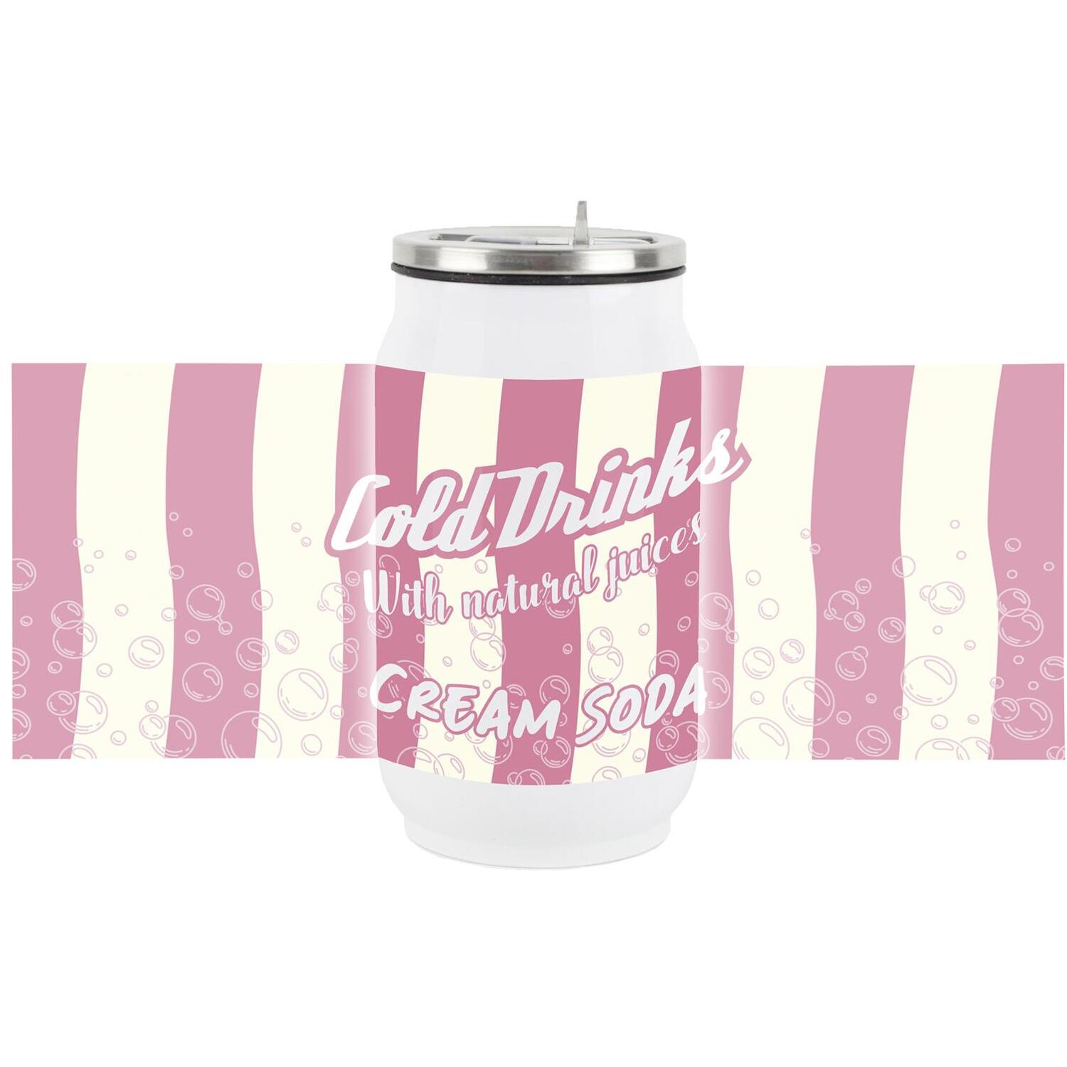 Purely Home Retro Cream Soda Can Drinking Flask With Straw - Pink - Image 1