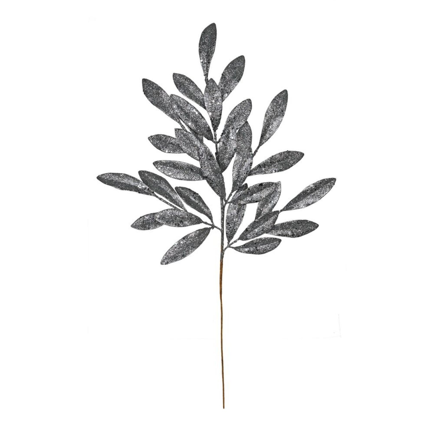  - Pewter Glitter Bay Leaf Spray 3 PackSilver - Image 3