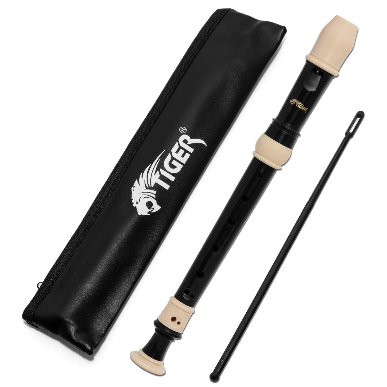 Tiger Music 3 Piece Descant Recorder - Black