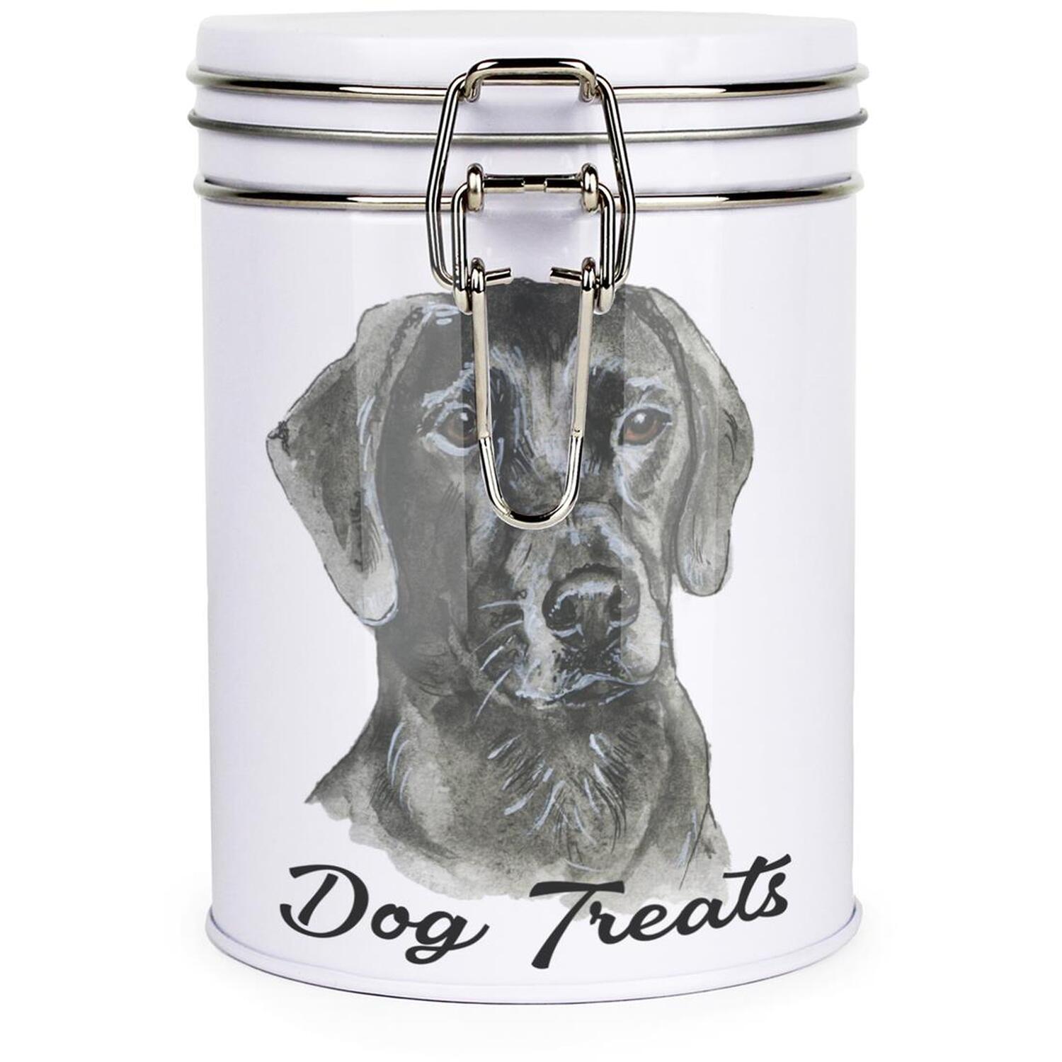 B&Q - Black Labrador Dog Treats Canister By Rhiannon ChaunceyMetal Clip Lid Food Storage Jar For Pet Food 700Ml - Image 2