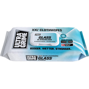 UltraGrime Pro Glass & Stainless Surface Wet Wipes 50 Cloths XXL M