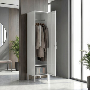 HOMCOM Metal Locker Cabinet with Hanging Rod, Lock and Key, 40x40x179cm