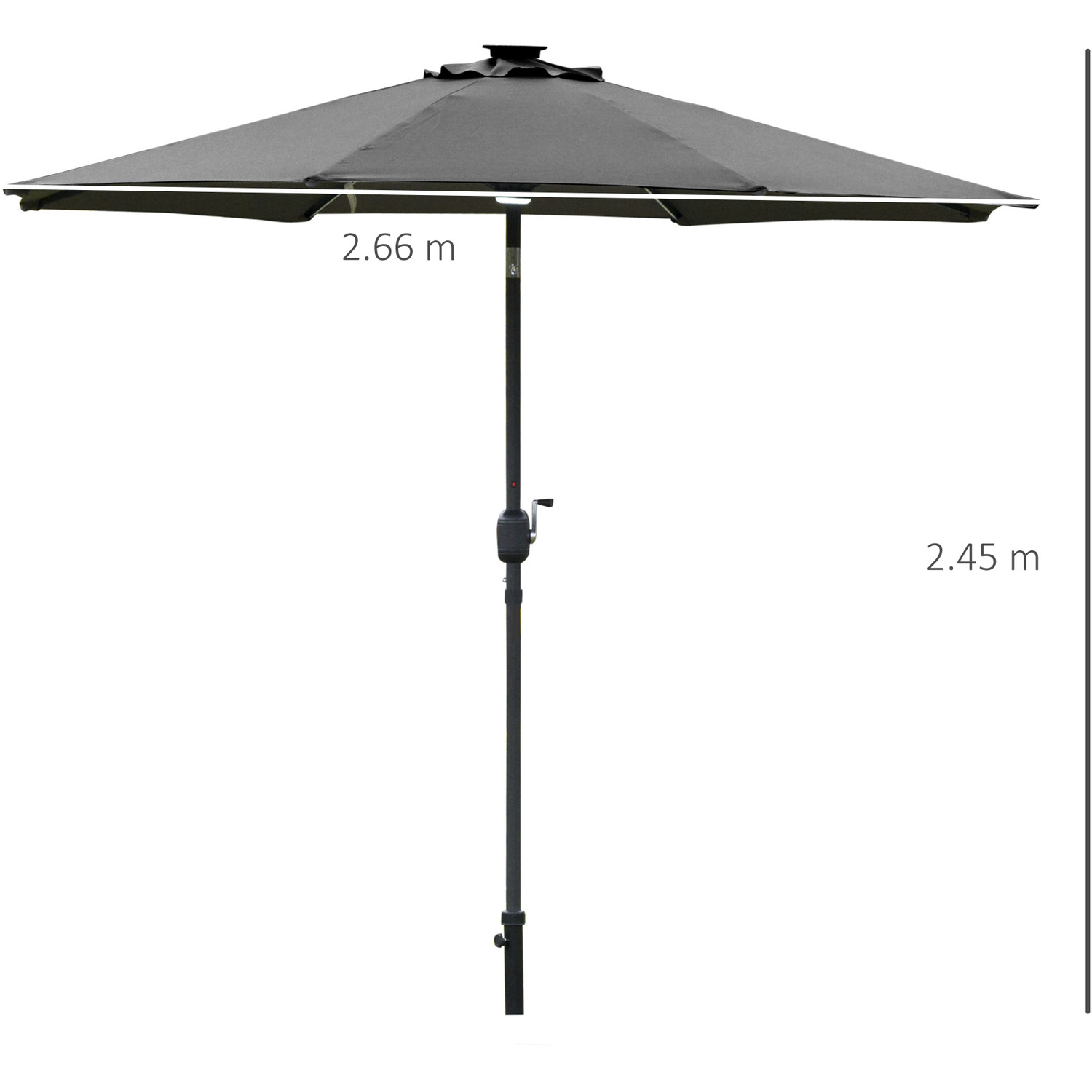 2.7m Garden Parasol Sun Umbrella with LED Solar Light