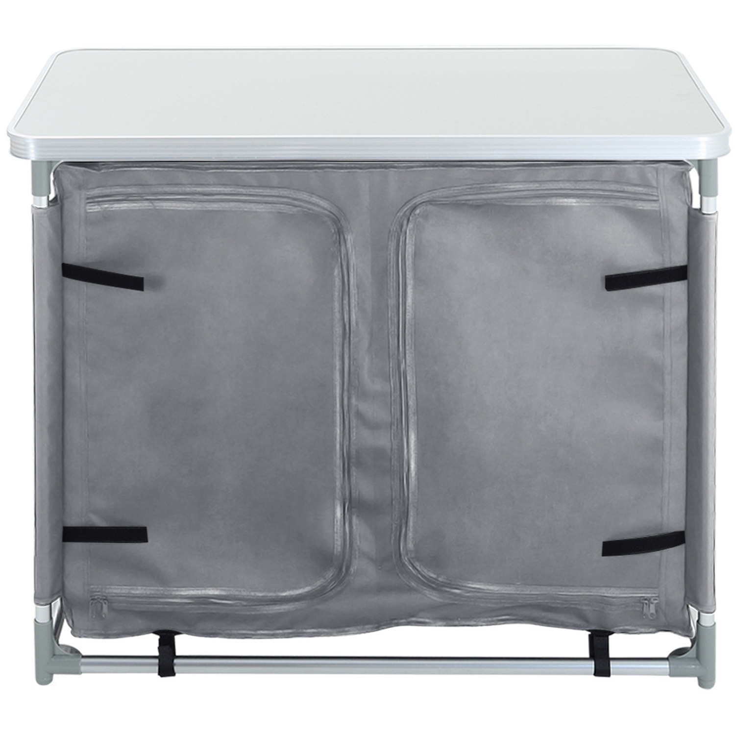 Foldable Camping Kitchen Storage Cabinet With Tabletop - Grey