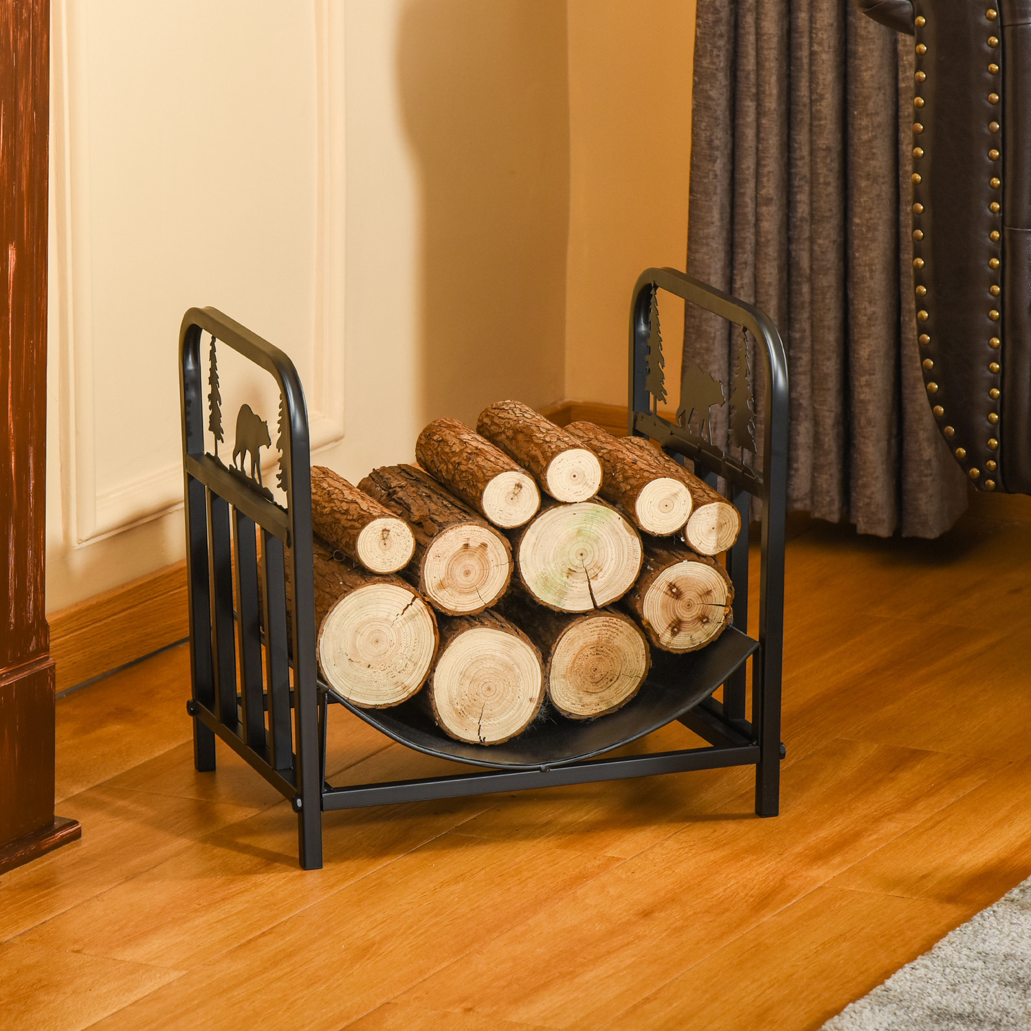 Curved Log Rack Firewood Log Rack Curved Fireplace Log with Handles