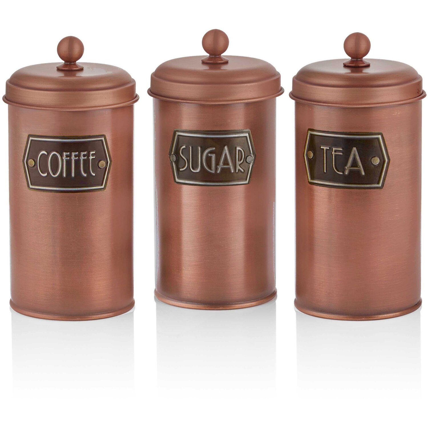 The Mia 22cm Coffee, Tea, And Sugar Jar Set - Copper