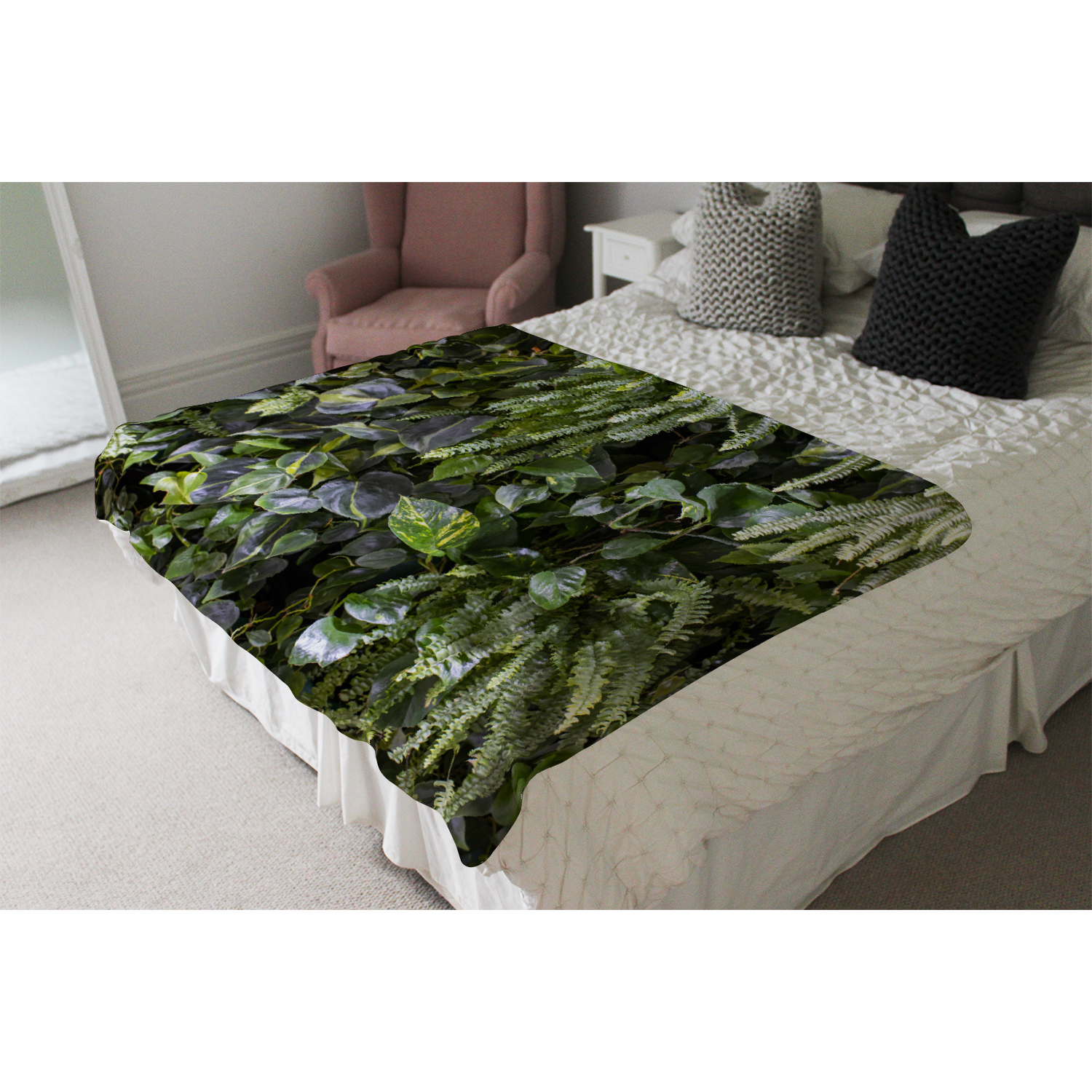 Urban Jungle, Modern Interior Decoration Blanket - Green