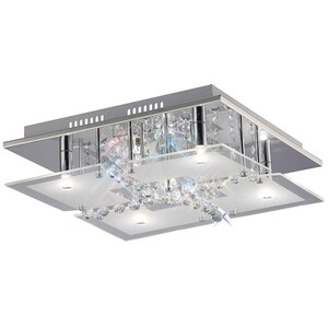 Chisora Flush Ceiling 5 Light Polished Chrome, Glass, Crystal