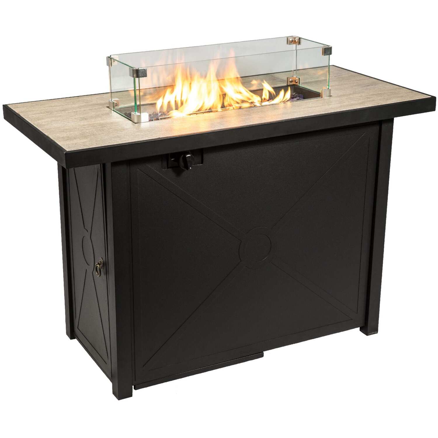 Teamson Home Outdoor Garden Xl Gas Fire Pit Table With Lava Rocks - Black