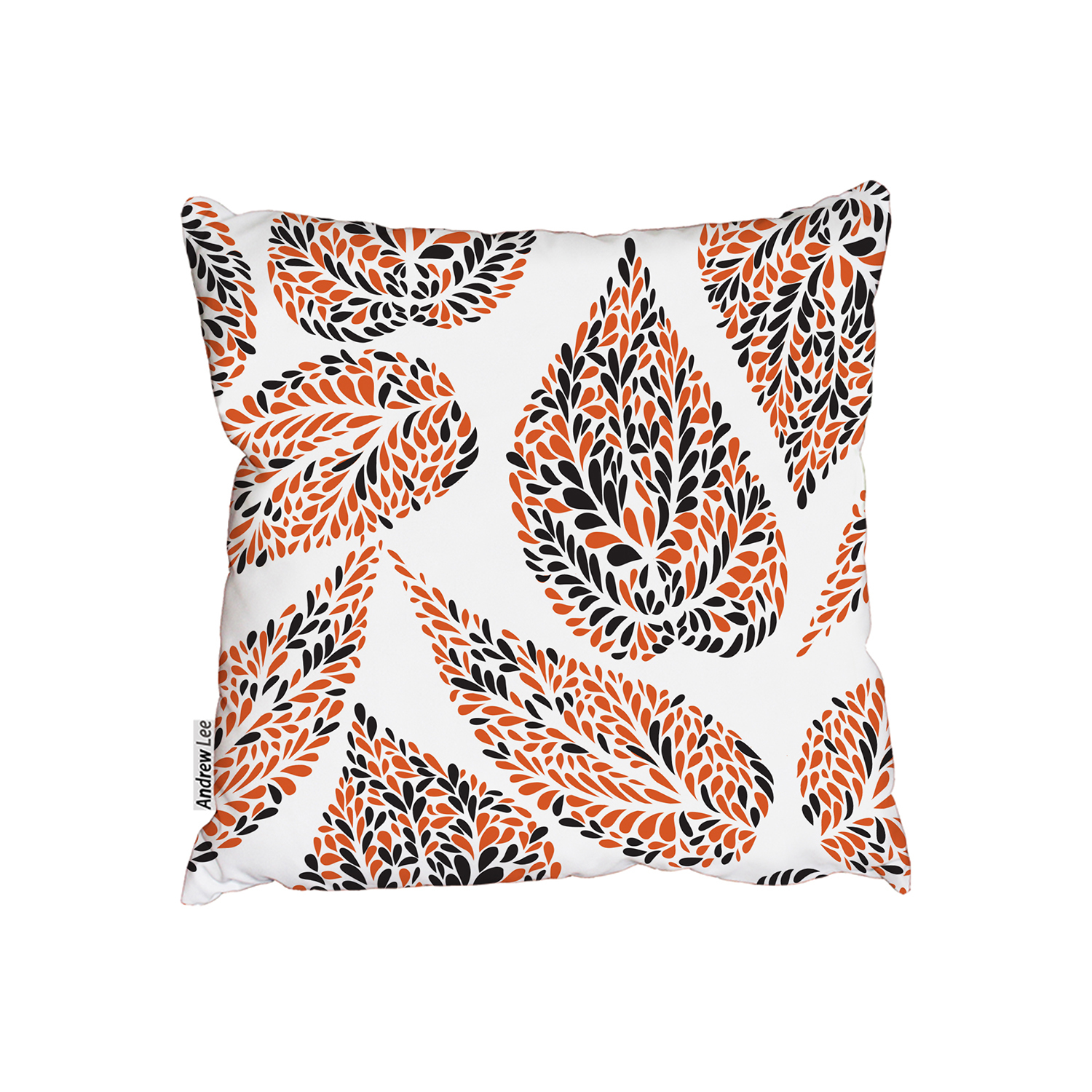 Swirl With Floral Doodled Textures Cushion - Orange / 60cm