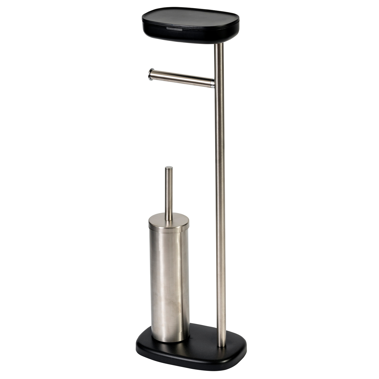 Premia Freestanding Toilet Roll and Brush Holder with Storage Tray