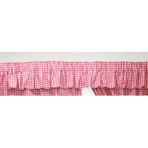 Gingham Check Cherry Curtains Or Pelmets Red Pencil Pleat Header