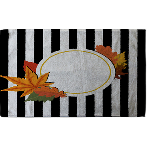 Black Stripes Autumn Leaves Stylish KitchenTowel