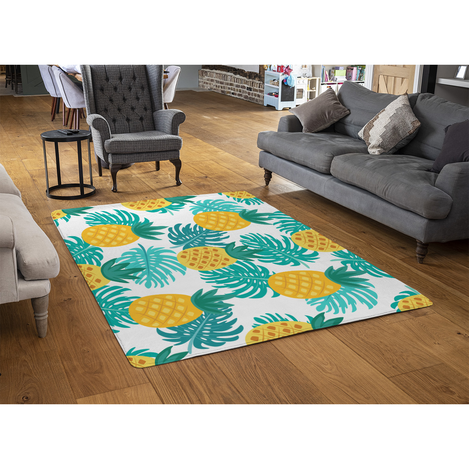 Pineapples Rug - Blue / 150cm thumbnail