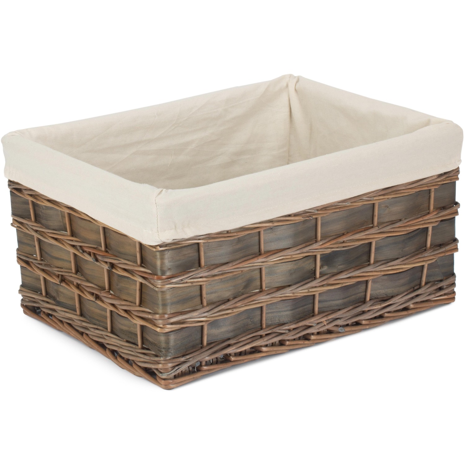 Grey Scandi Storage Basket With White Lining - Grey / 47cm / 11kg