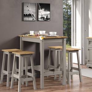 Linea Grey Breakfast Table And 4 High Stools Set