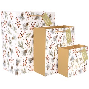 3 Eco Red Berry Christmas Gift Bags