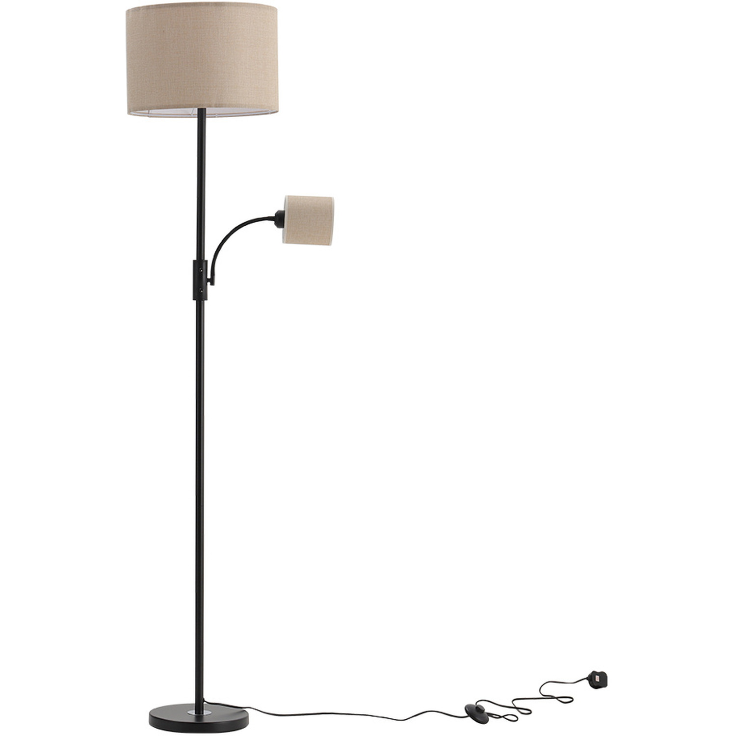 2-light Floor Standing Lamp With Adjustable Head - Black