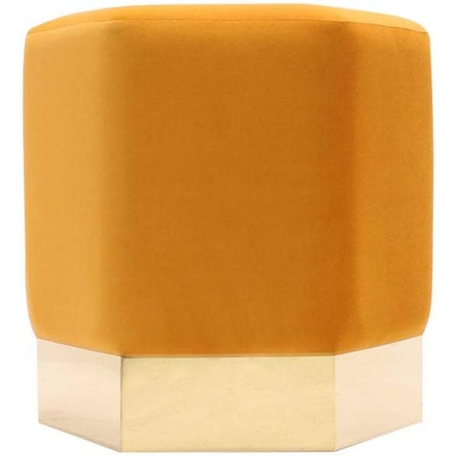 Amore Modern Lux Pouffe Footstool Single - Mustard