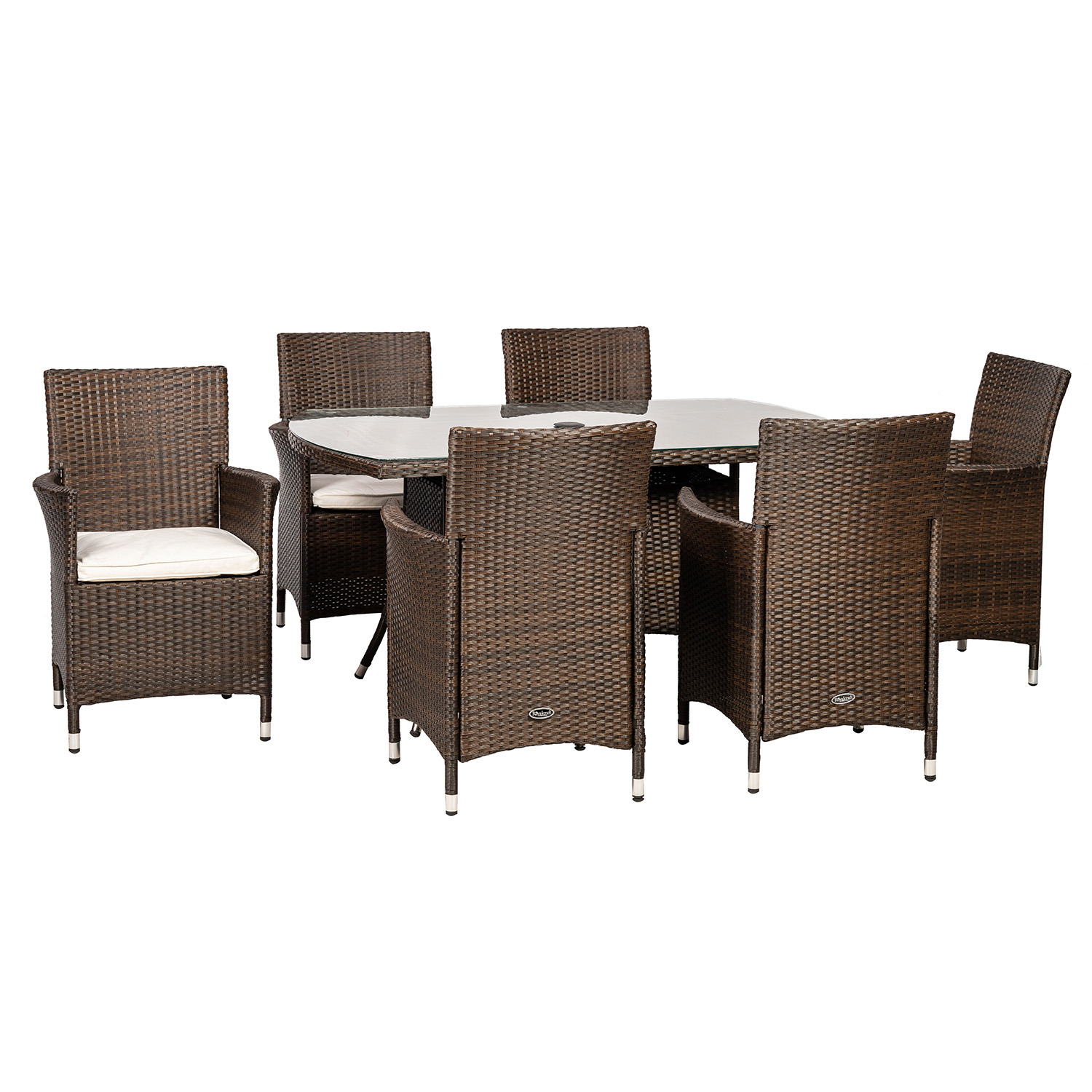 Nevada 7 Piece Rectangular Dining Set - Brown