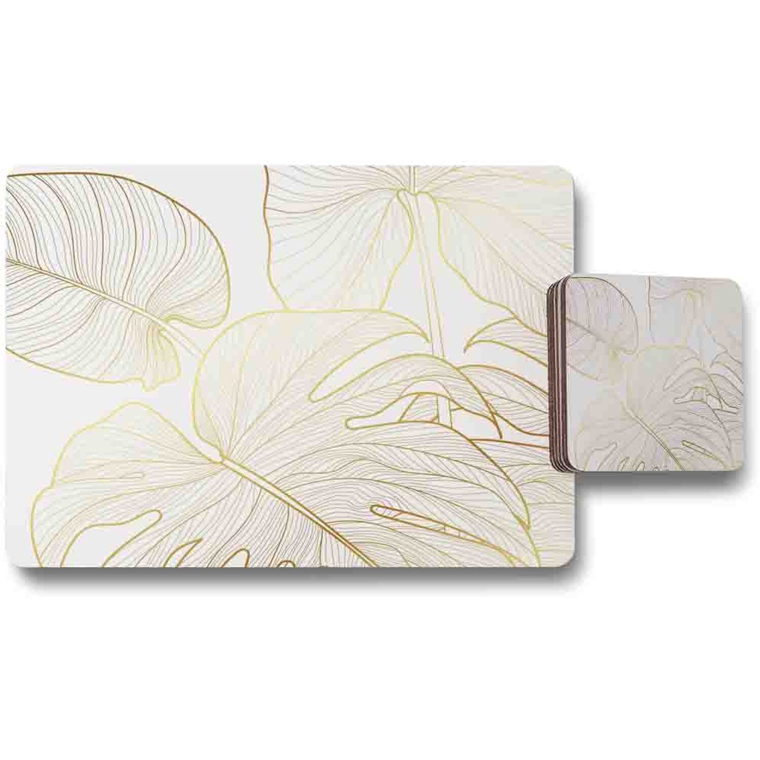 Image of Golden Botanical Line Art Placemat Coaster&hellip;