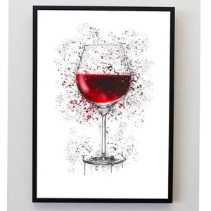 Red Wine Glass Splatter Print