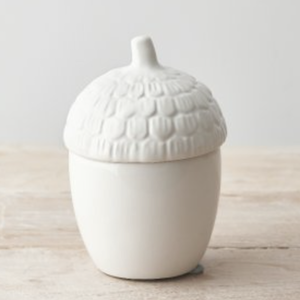 Small White Ceramic Acron Jar