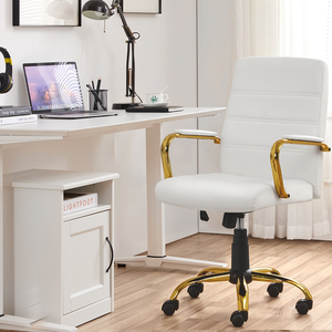 360 Swivel PU Leather Office Chair with Gold Frame