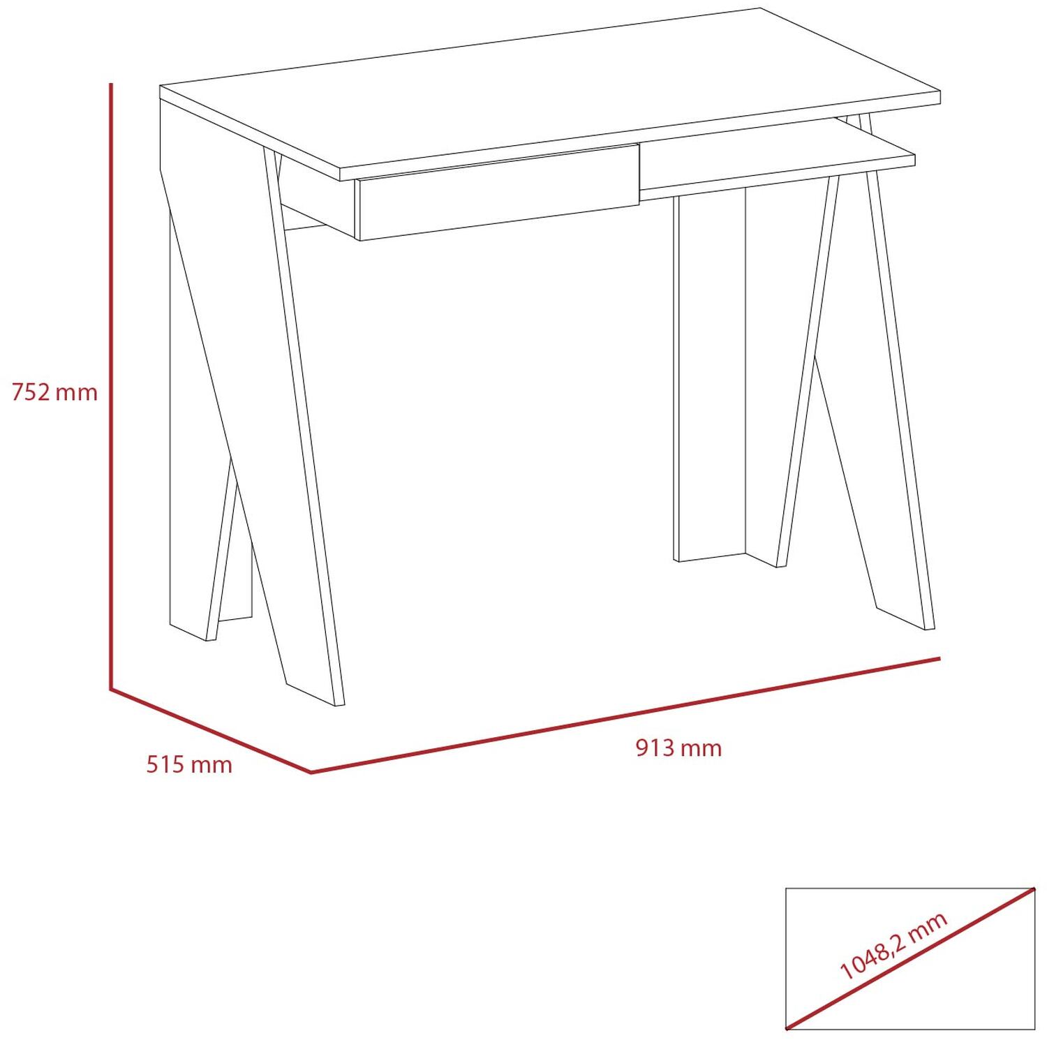 Dallas Home Office Desk With Drawer And Chair Set Dl106 And Lfch28-bk - White Carbon Grey