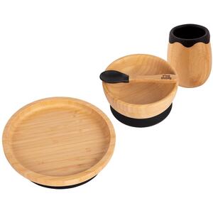 Round Bamboo Suction Baby Feeding Set 4pc