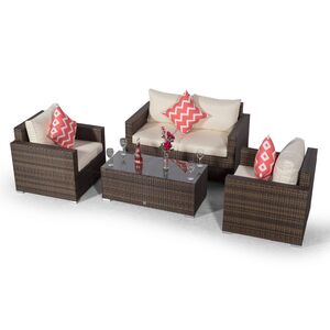Giardino Sydney 4 Seater Rattan Conversation Sofa Set with Coffee Table