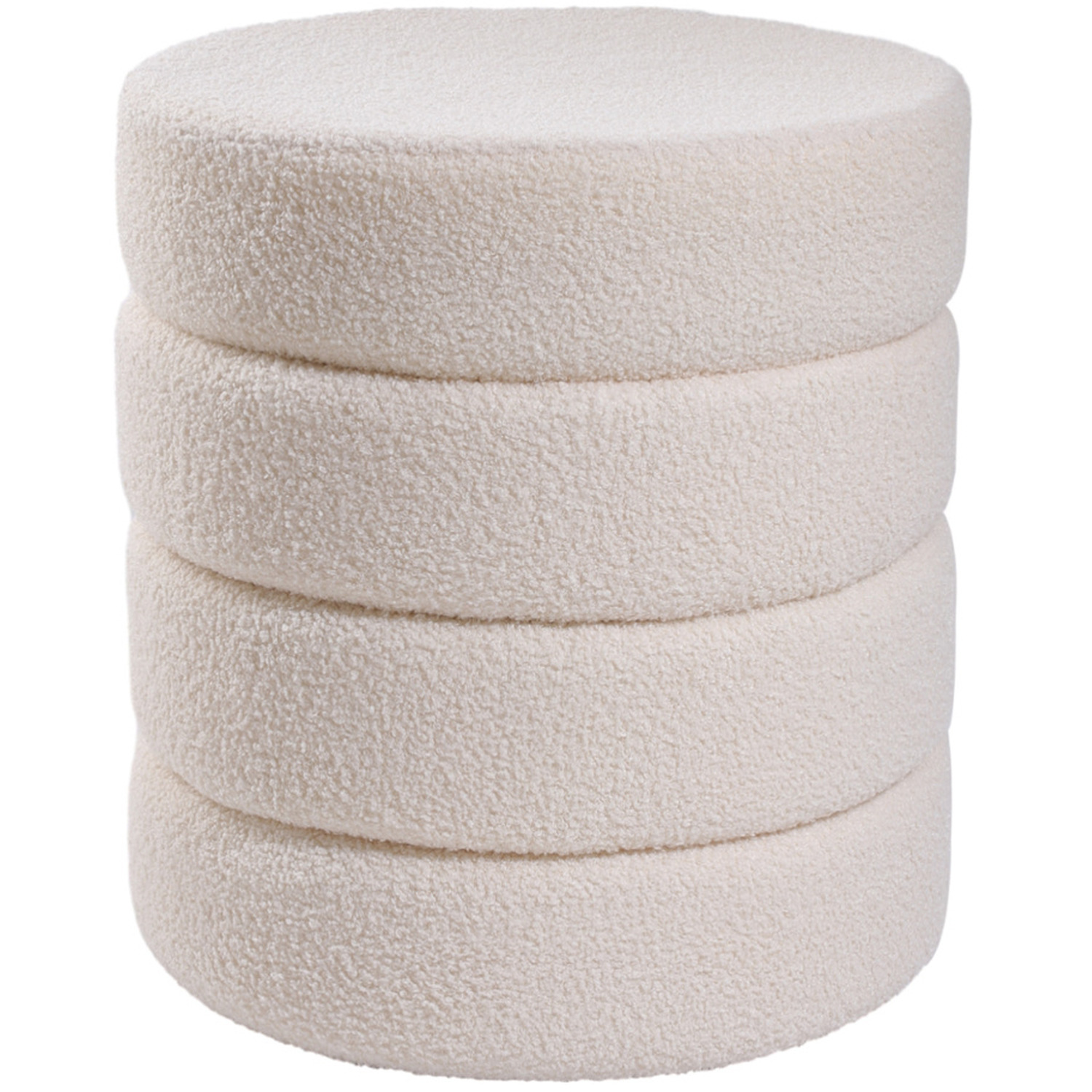 Round Upholstered Footstool Dressing Table Chairs - White