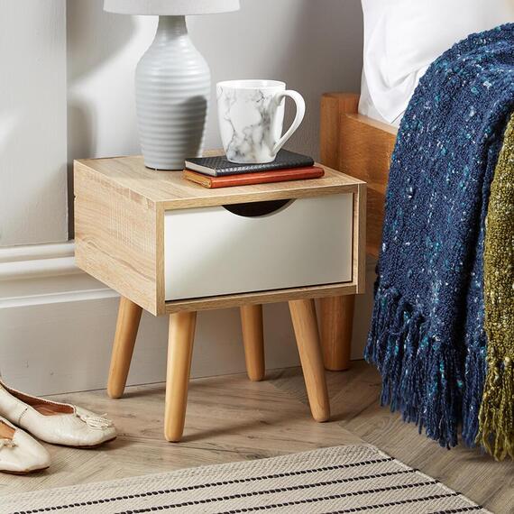 Home Source Boden 1 Drawer Bedside Table Bedroom Storage Unit