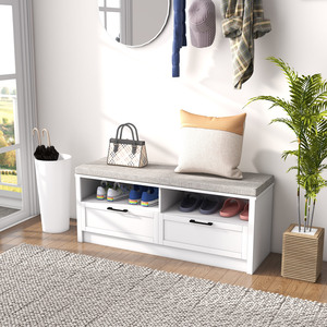 HOMCOM Shoe Storage Bench with Removable Cushion for Entryway