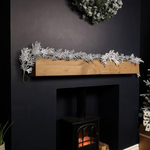 Silver Glitter Cedar Leaf Garland Christmas Decoration