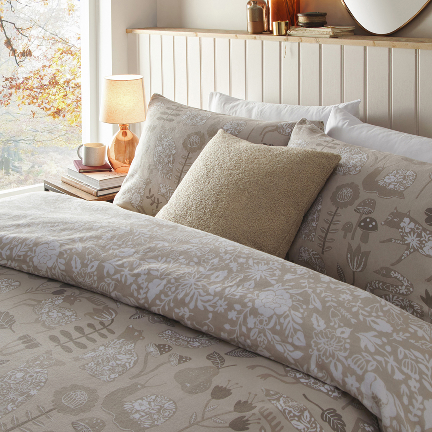 Nook Brushed Cotton Duvet Cover Set - Greige King