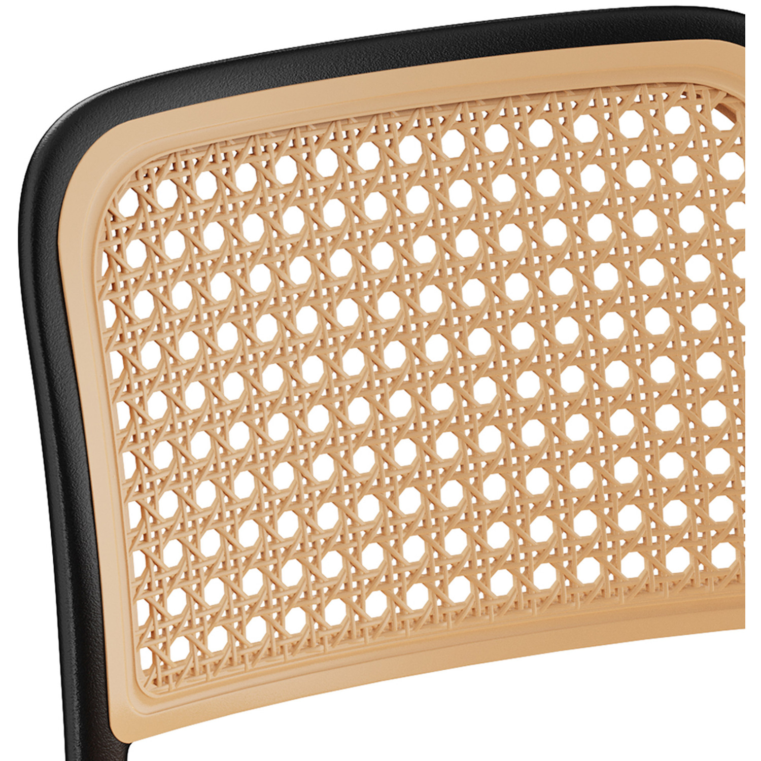 Plastic Dining Chairs with Rattan Effect Set of 4