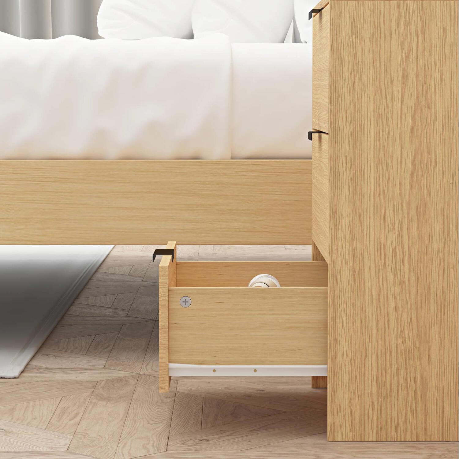 Home Source Phoenix 3 Drawer Bedside - Oak Effect