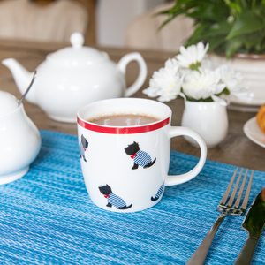 Set of 4 KitchenCraft China Sitting Westies Mugs