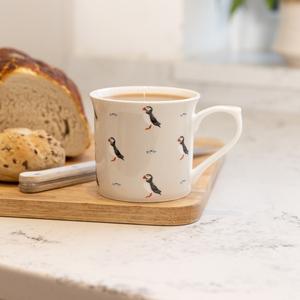 Set of 4 KitchenCraft Fluted China Puffin Mugs