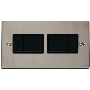 Stainless Steel 10A 6 Gang 2 Way Light Switch