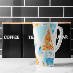 Triangles With Maple Oak Leaves Marble Latte Mug