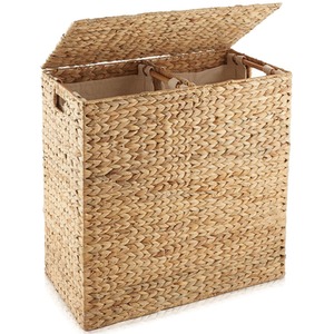 Water Hyacinth Double Laundry Hamper Clothes Washing Basket