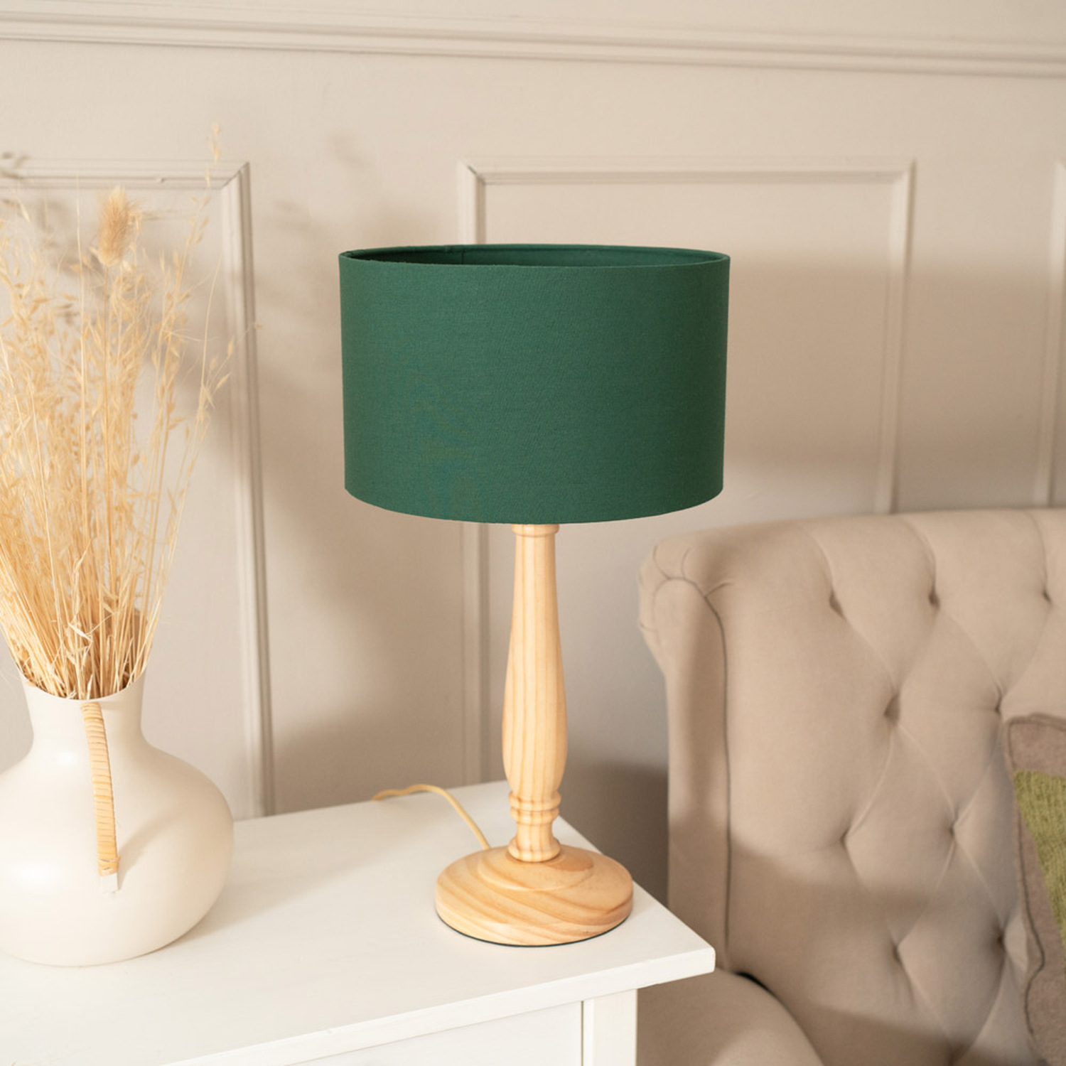 Image of Victoria Light Wood Table Lamp Drum&hellip;