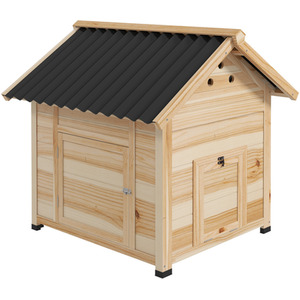 PawHut Raised Poultry Coop with Double Doors and Openable Roof