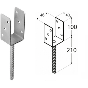 Heavy Duty Galvanised Concrete In Wooden Post Support Bracket